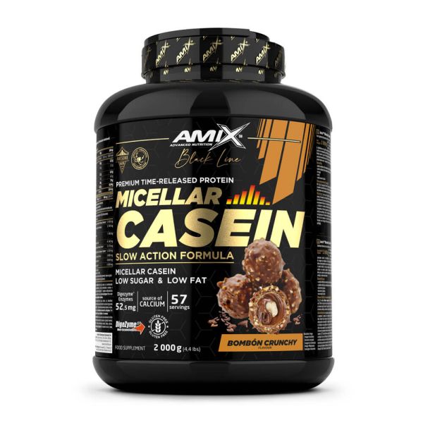 AMIX Black Line Micellar Casein - 2000 g Caseína Micelar - Proteína de Liberación Lenta para Recuperación Muscular