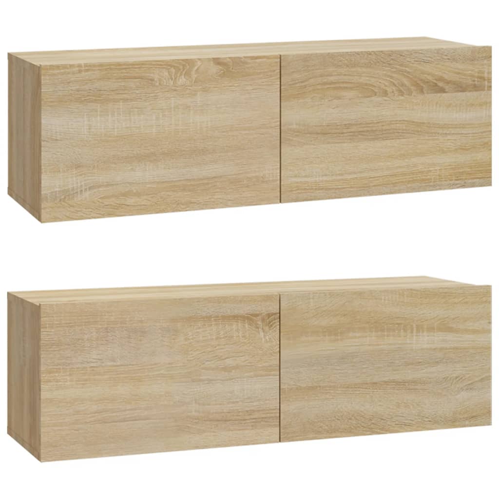 vidaXL Muebles TV de pared 2 uds madera ingeniería roble 100x30x30 cm