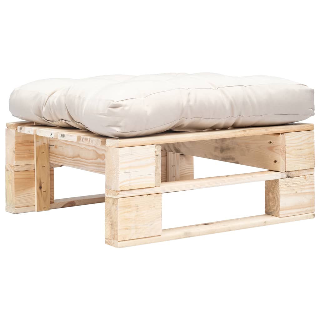 vidaXL Otomana de Jardín de Palés con Cojín Reposapiés para Patio Terraza Madera