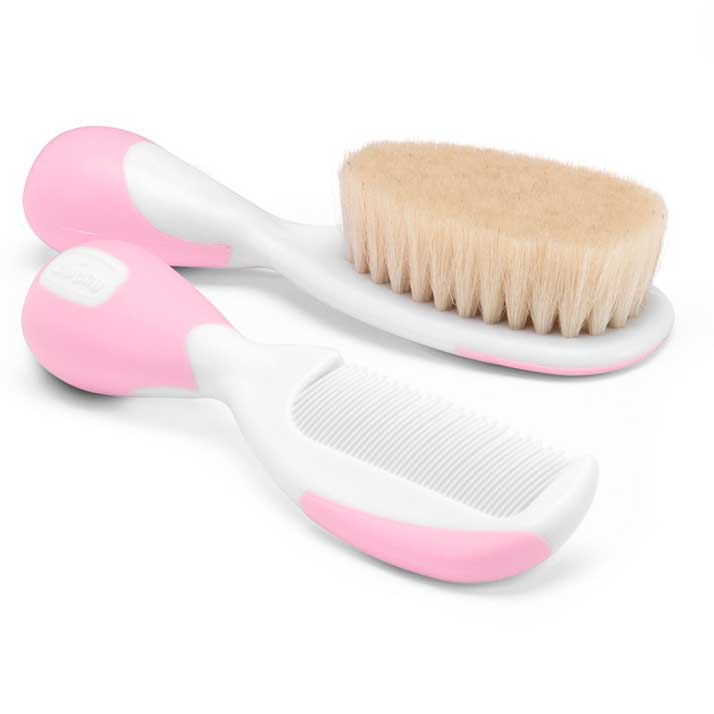 Chicco Cepillo y Peine Infantil Rosa Suave para Bebés