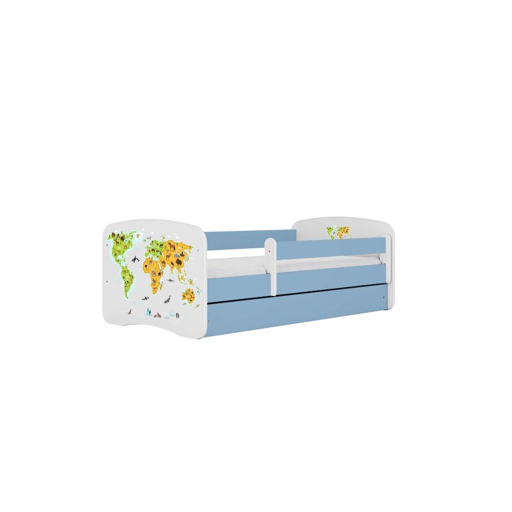 Cama 140 x70 cm Kocot Kids com colchão BabyDreams Map Blue