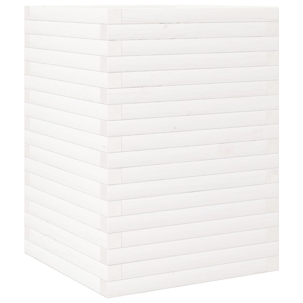 vidaXL Jardinera madera de pino impregnada 50x50x68,5 cm Color Pino natural,  Blanco,  Marrón cera y mas
