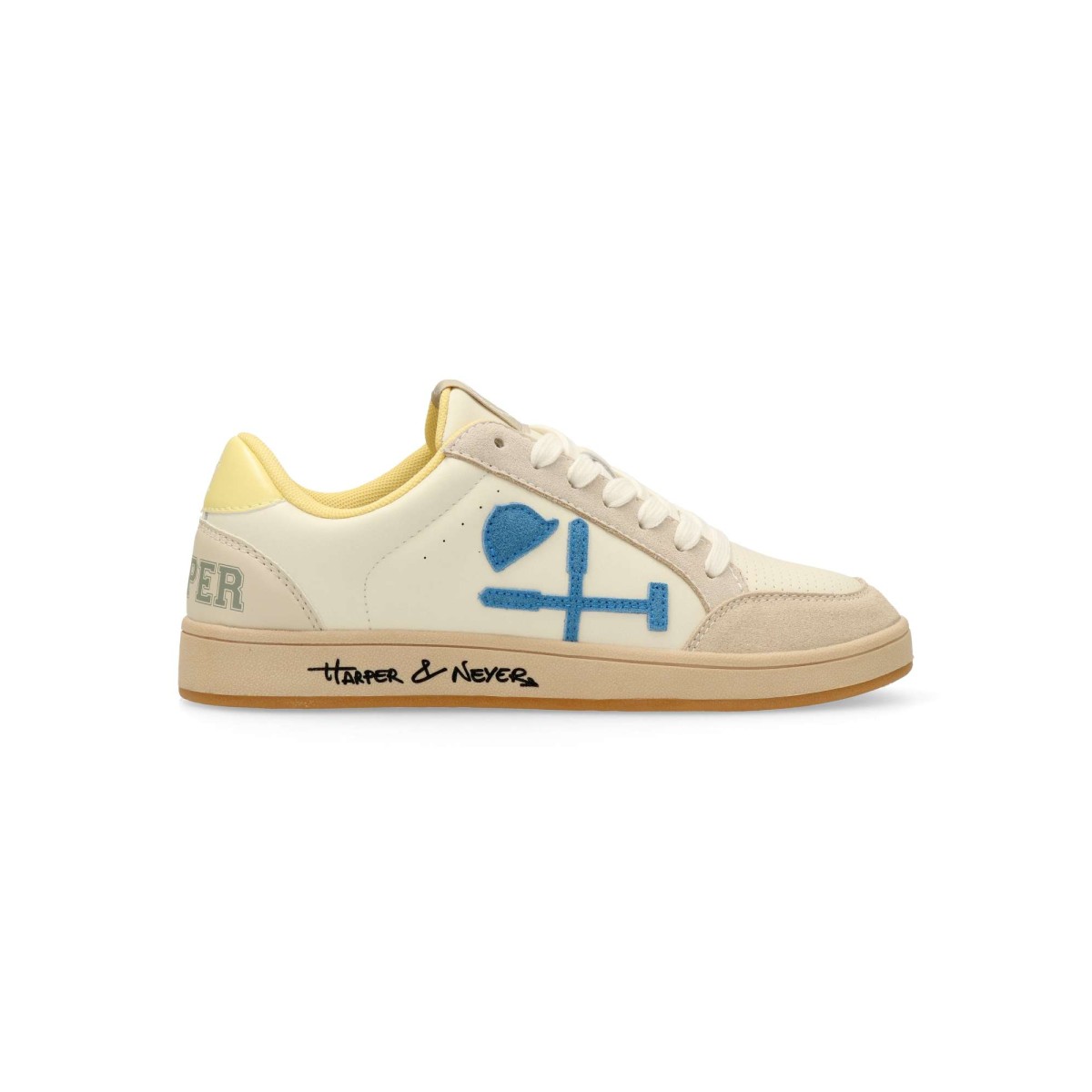 Harper & Neyer - Zapatillas deportivas Touchdown para hombre de piel de serraje y napa sintética con cierre de cordones y suela de goma natural