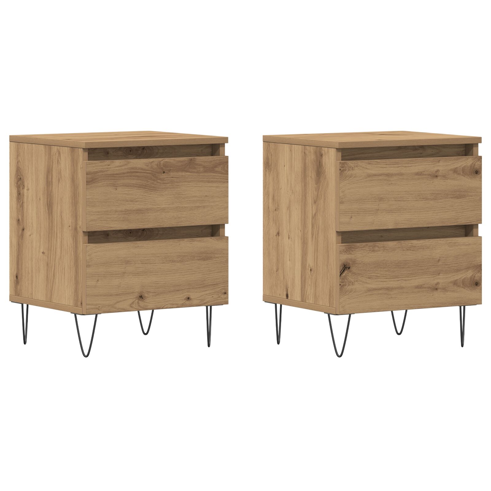 Cajones de Noche vidaXL 2 pcs Roble Artisan 40x35x50 cm Madera Ingenierizada