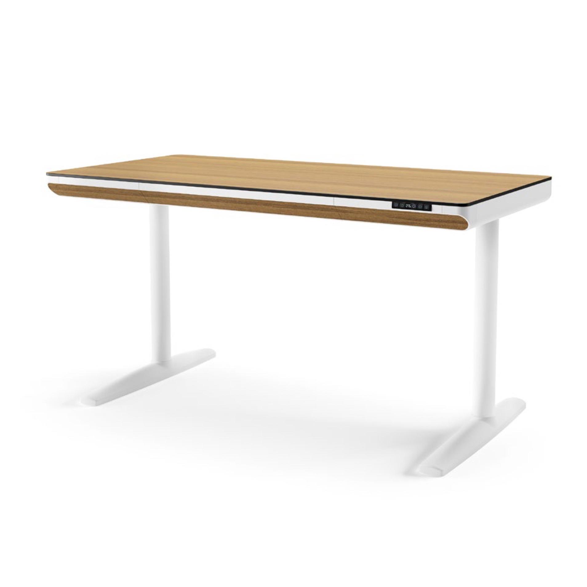 Mesa escritorio elevable FLAP 140 x 70, minimalista blanco.
