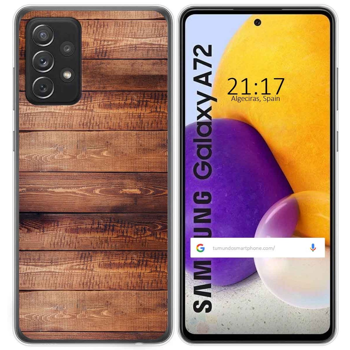 Tumundosmartphone Funda Gel Tpu para Samsung Galaxy A72 diseño Madera 02 Dibujos