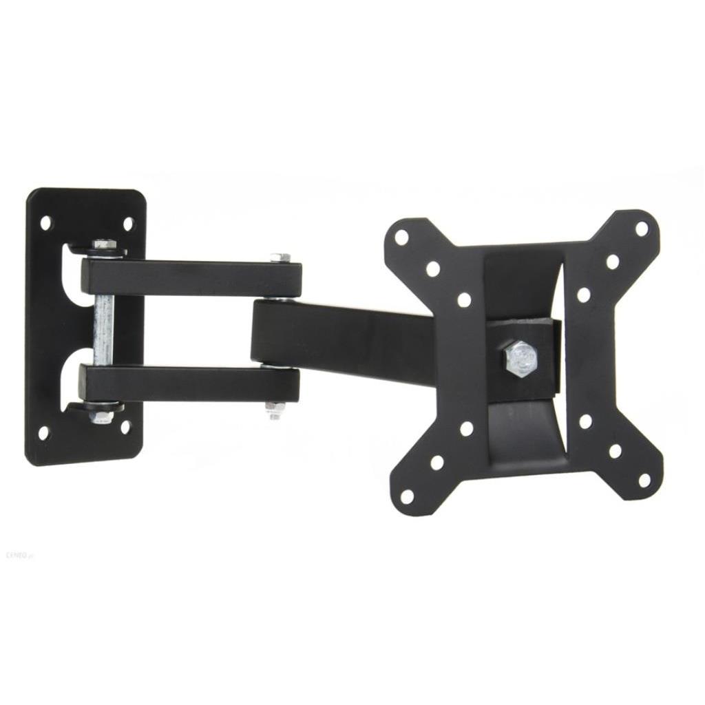 Libox TV wall mount ATENY LB-200 for 17''-32'' screens, VESA 100x100mm, supports up to 25 kg with 180° sideways rotation and tilt +20°/-20°, made of powder-coated steel in black.