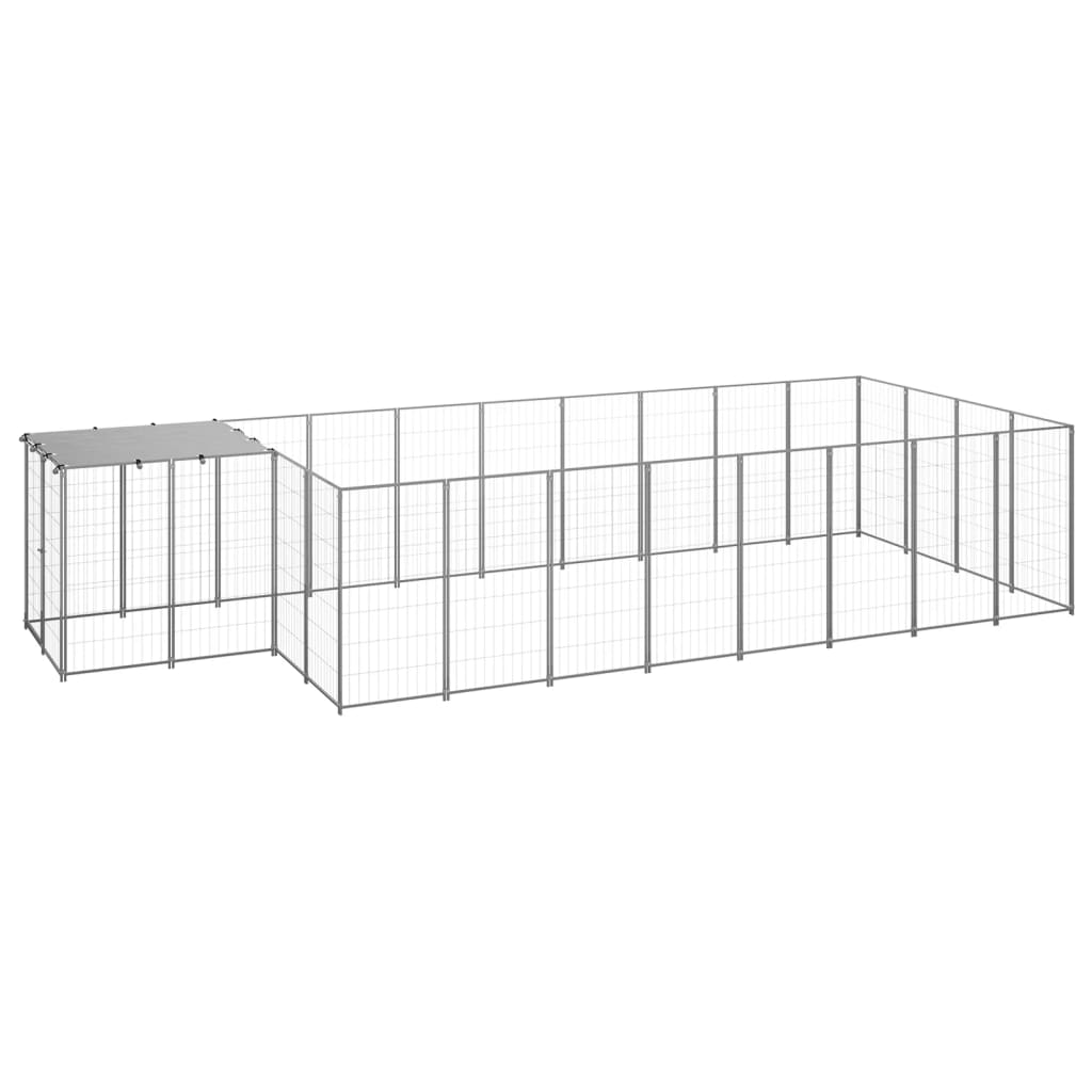 vidaXL Perrera 10,89 m² Acero Casa Jaula Perro Cachorro Recinto Mascota Color Plateado,  Negro, y mas