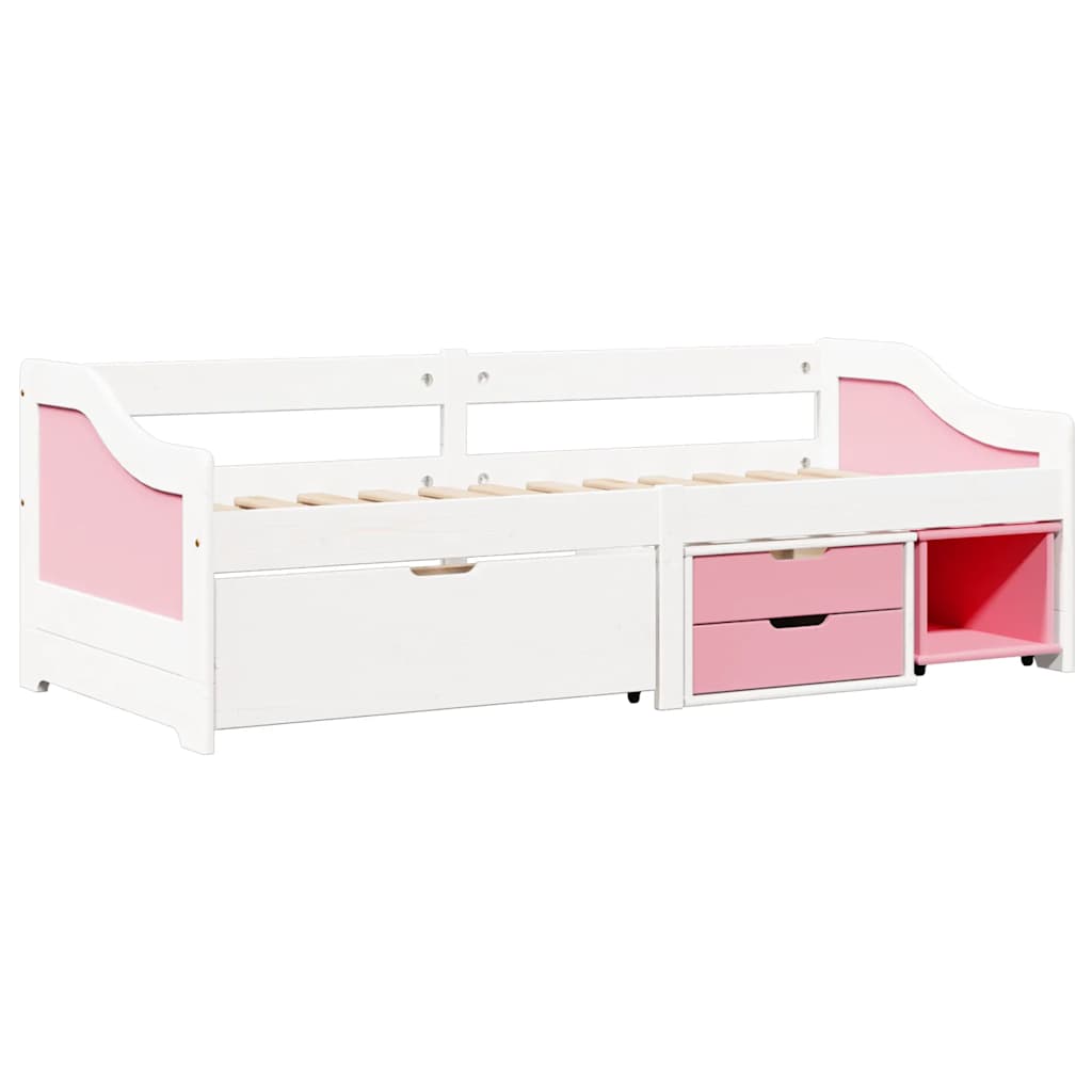 vidaXL Diván con 3 cajones sin colchón IRUN blanco&rosa 90x200 cm