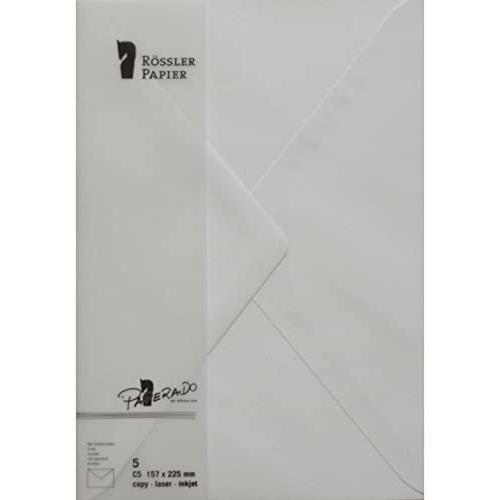 Paperado – Tarjetas dípticas, tamaño C5, con forro Tejido Envelope – Blanco (Pack de 5)