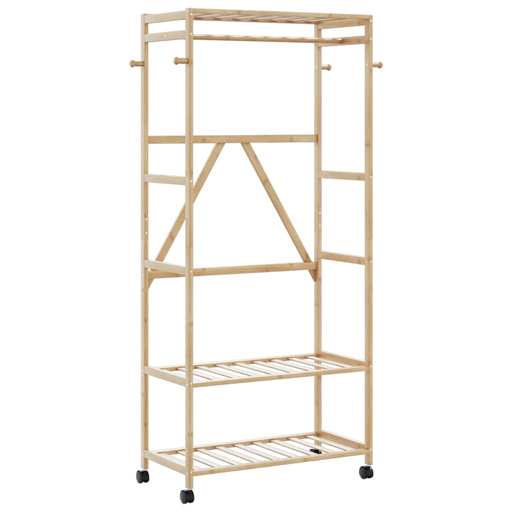 vidaXL Perchero con estantes y ruedas 90x40x179,5 cm bambú