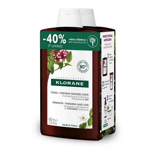 Klorane Duplo Champu Quinina 400 Ml 40% Dto 2ª Ud