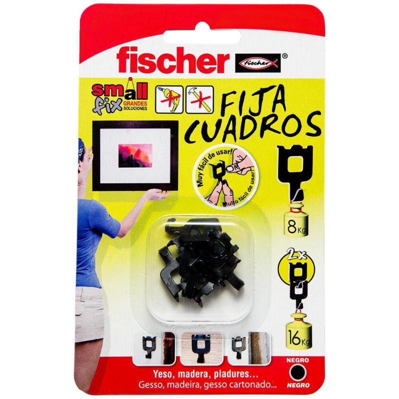 Blister 8 fija cuadros negro 518168 fischer