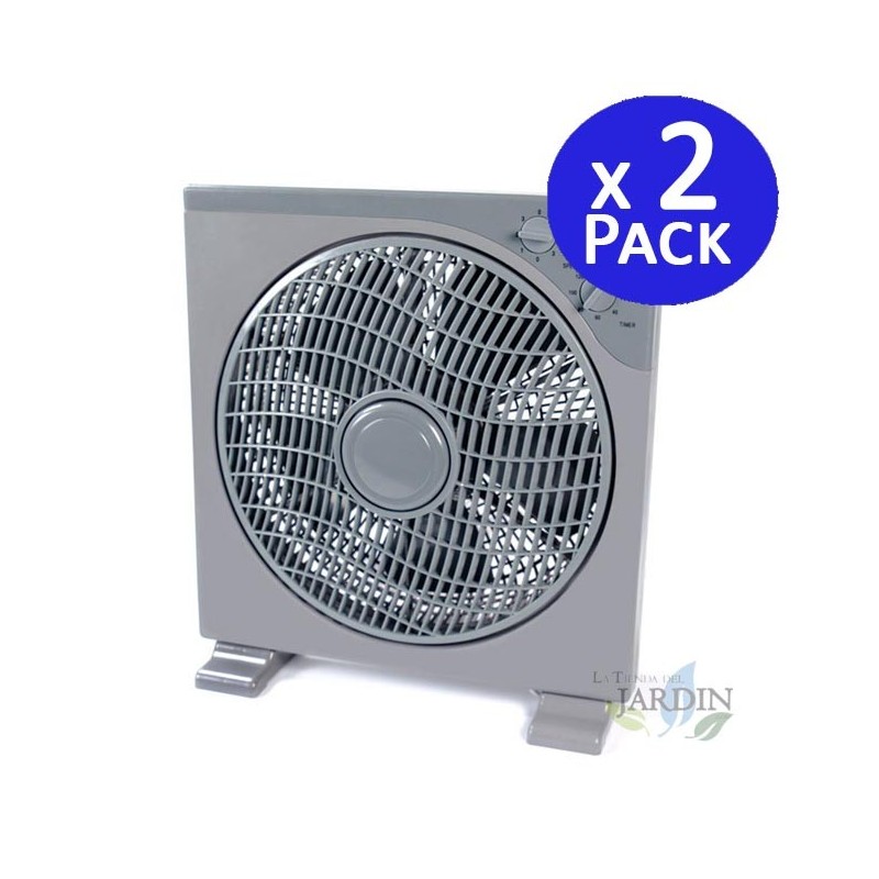 SUINGA Ventilador Cuadrado de Suelo 12" 40W | Pack 2 Ventiladores Oscilante con Temporizador | Compacto y Silencioso | 3 Velocidades
