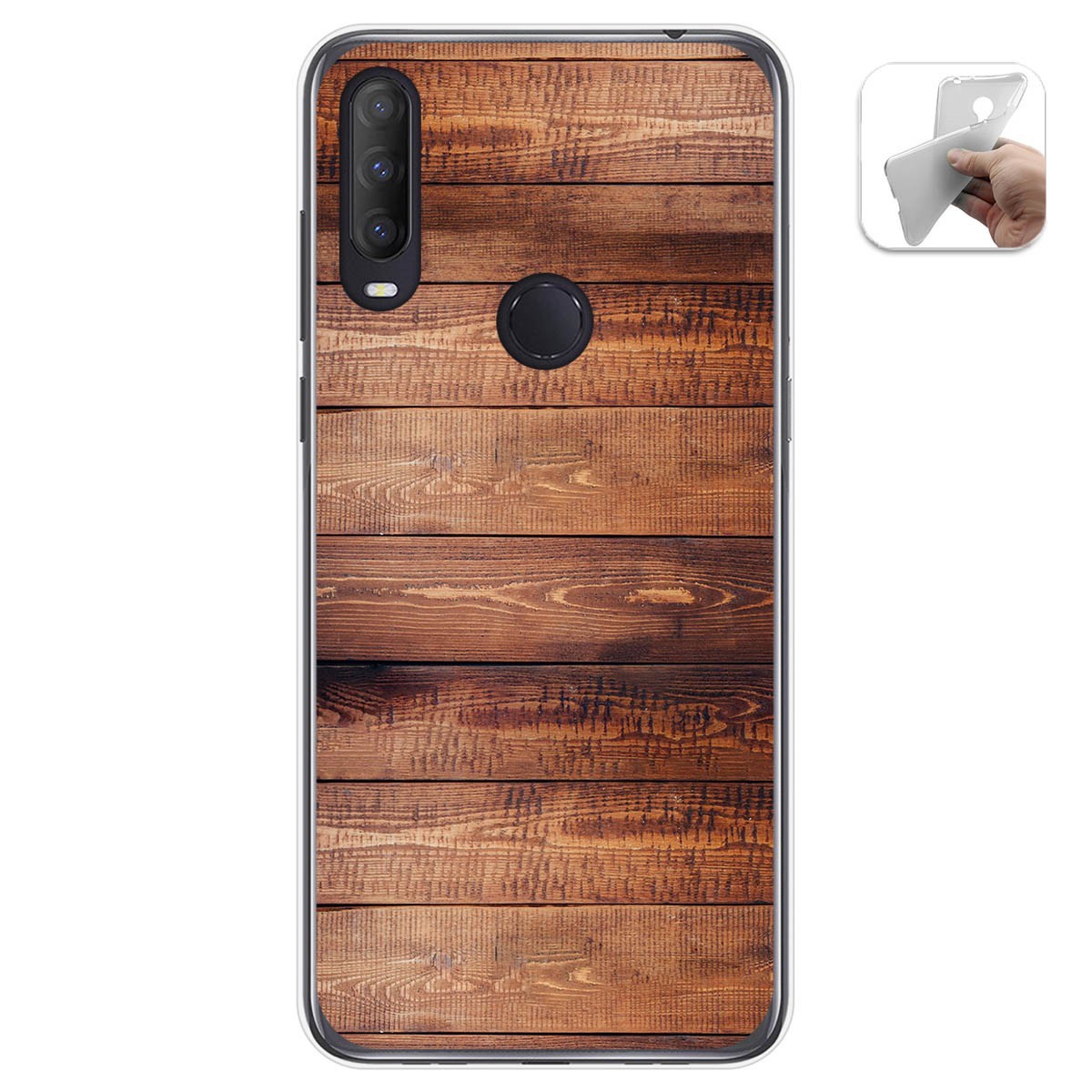 Tumundosmartphone Funda Gel Tpu para Alcatel 1S 2020 / 3L 2020 diseño Madera 02 Dibujos