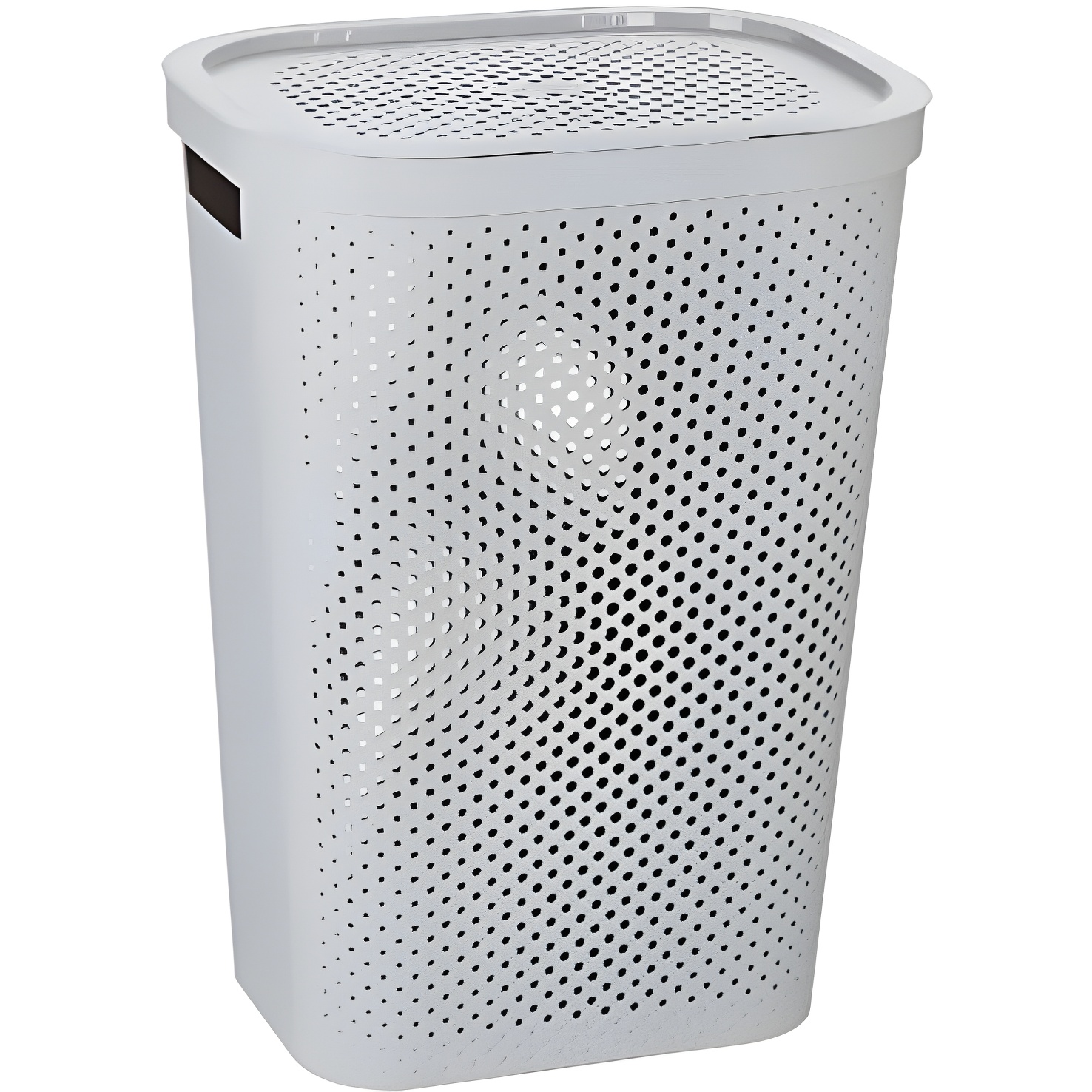 Curver 231008 - Infinity Laundry Basket, 59L, gray with dots, features sturdy handles for easy transport, perfect for dirty clothes and organizing, large capacity wicker basket.