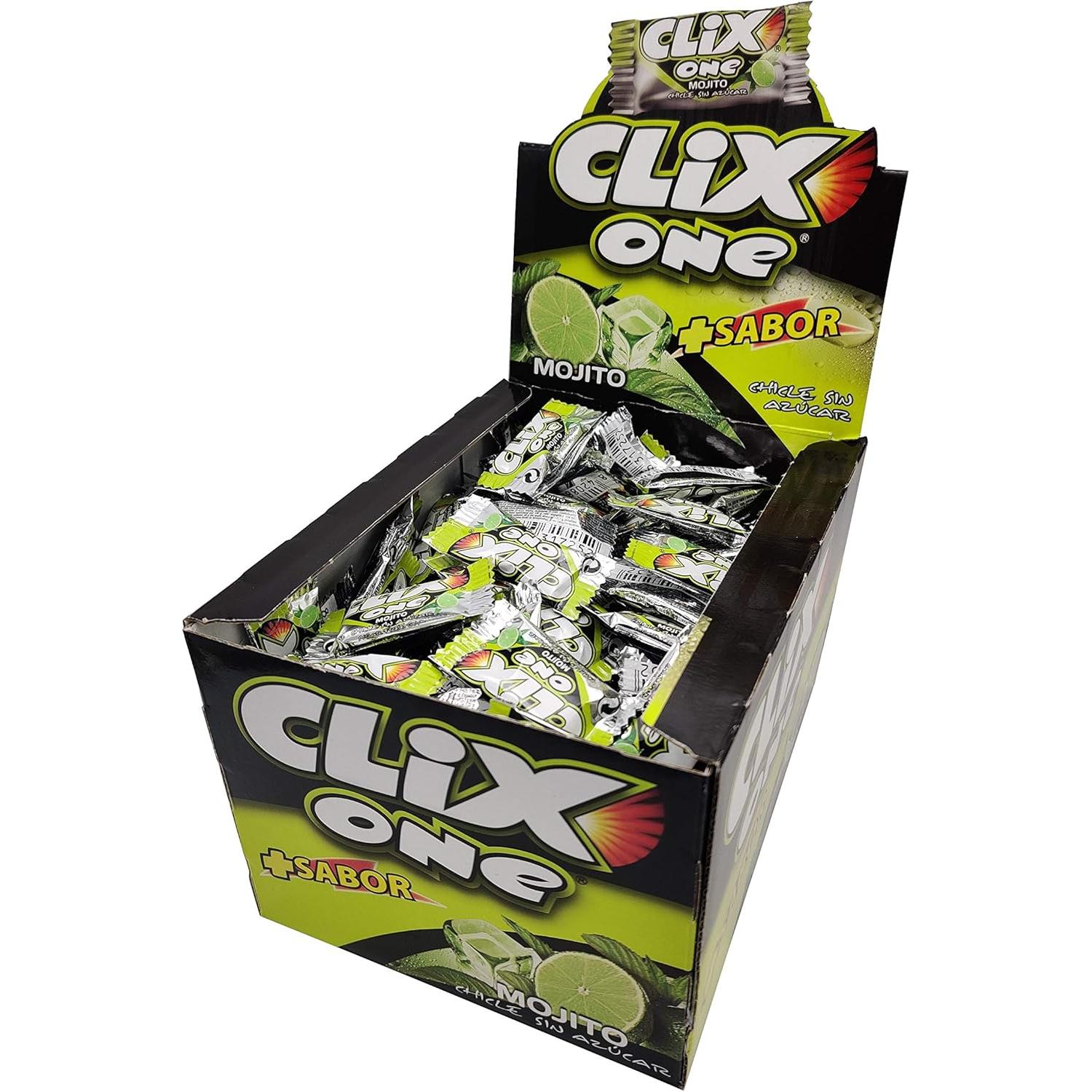 Chicles Clix Sabores Surtidos - Chicle Clix 200 Uniades - Sin Azucar - Chicles Clix Fresa - Menta - Mojito - Sandia - Clorofila - Hierbabuena - Tropical - Regaliz de Fresa