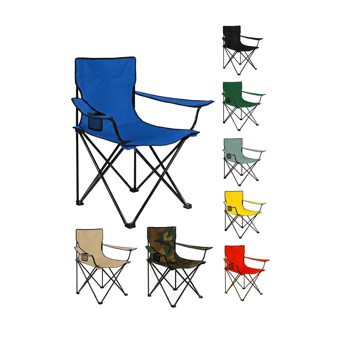 Silla de Camping plegable con Portavasos | Metal y lona | 80x80x50 cm