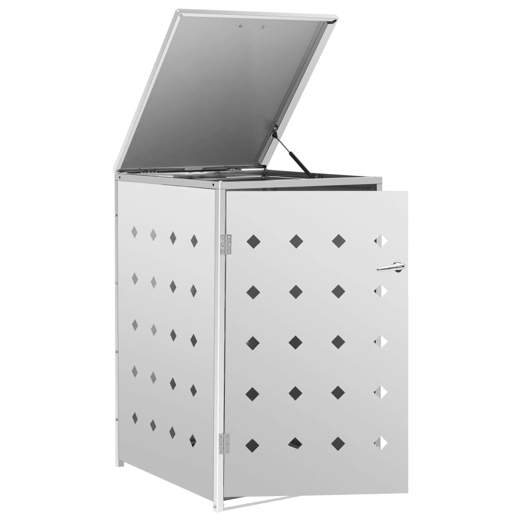 vidaXL Cobertizo Contenedor de Basura Doble Acero Inoxidable Jardín Exterior Dimensiones 1 Cubo, 2 Cubos