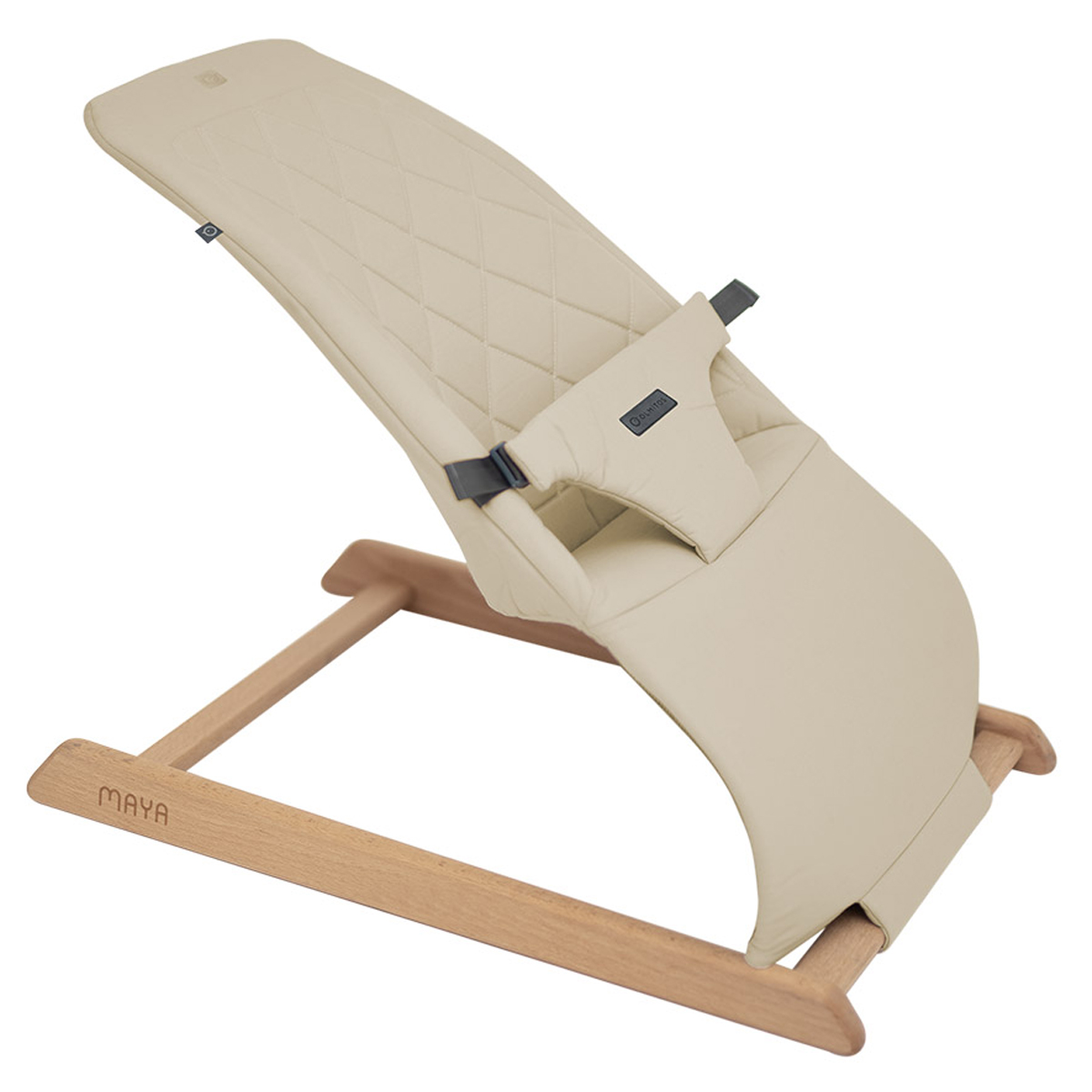 Olmitos – Hamaquita de bebé Maya - Madera de Haya Natural – Mecedora con arnés Acolchado y Ajustable – recién Nacidos hasta 9kg con balanceo Natural