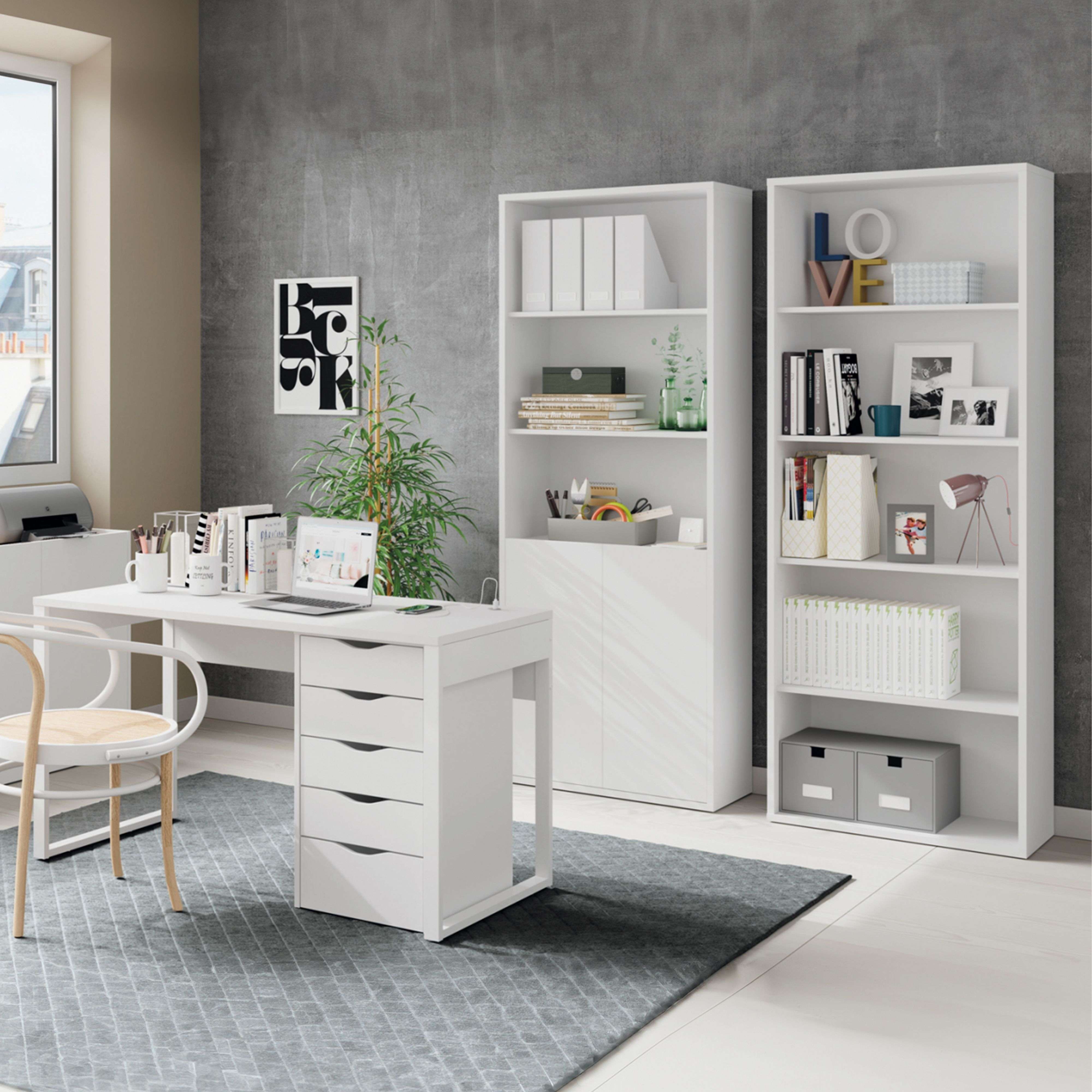 Miroytengo Pack Muebles Despacho Scaled Estilo Moderno Color Blanco