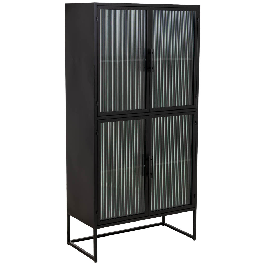 Wonderlust Deco - Vitrina de metal negro con 4 puertas  80x38,5x161h cm Negro 80x38,5x161h cm