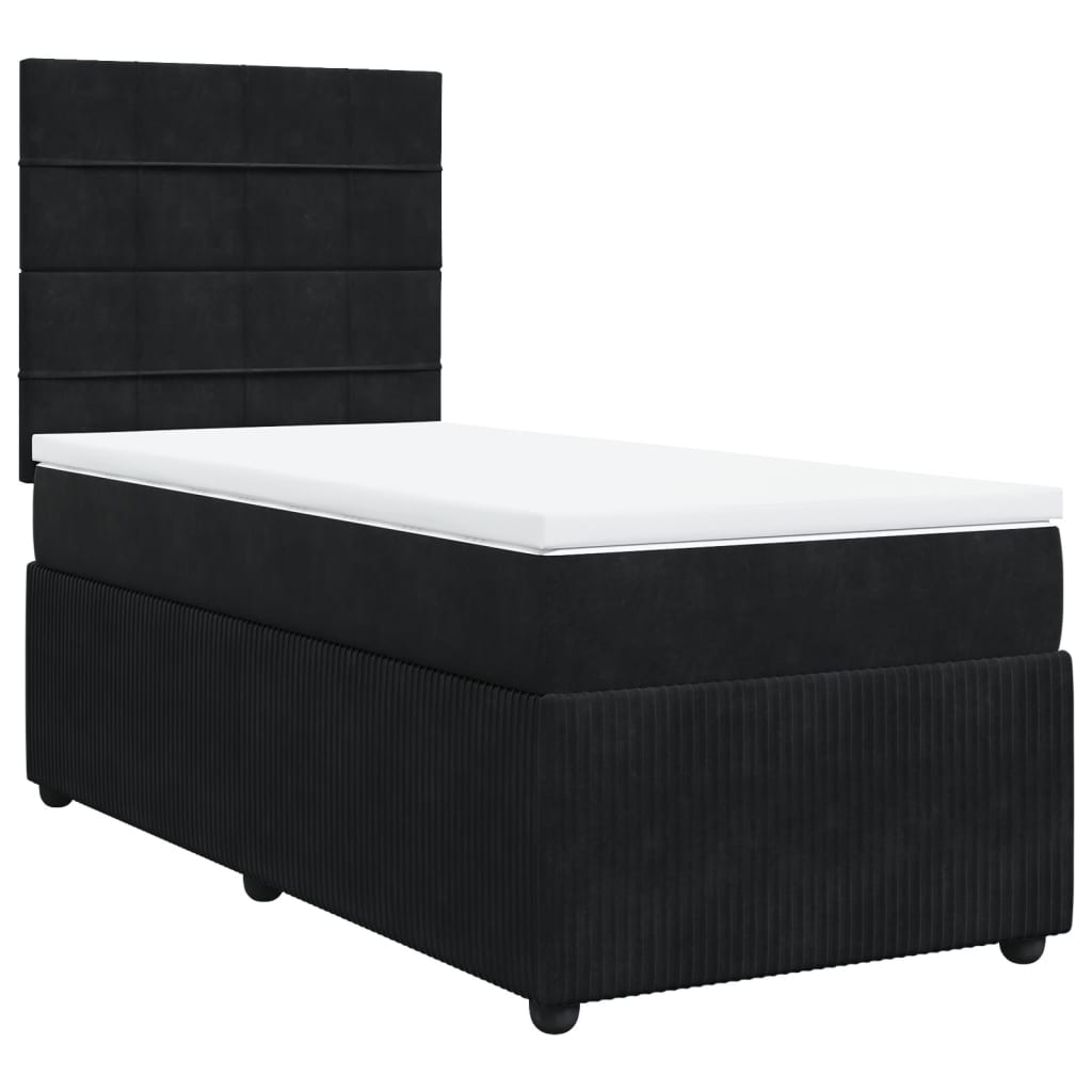 vidaXL Cama box spring con colchón terciopelo negro 100x200 cm