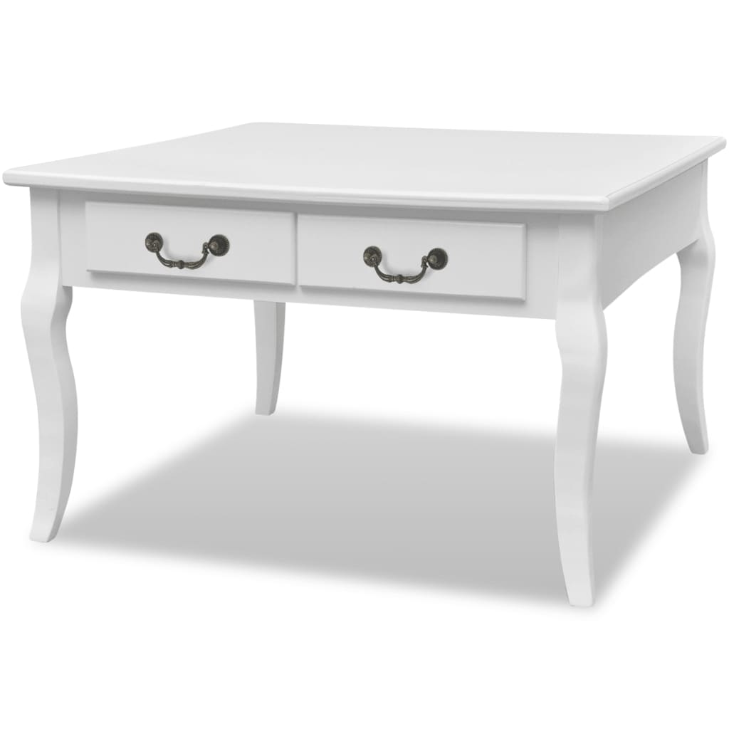 Vidaxl Mesa de Centro de Madera 80x80x50 Cm Blanco