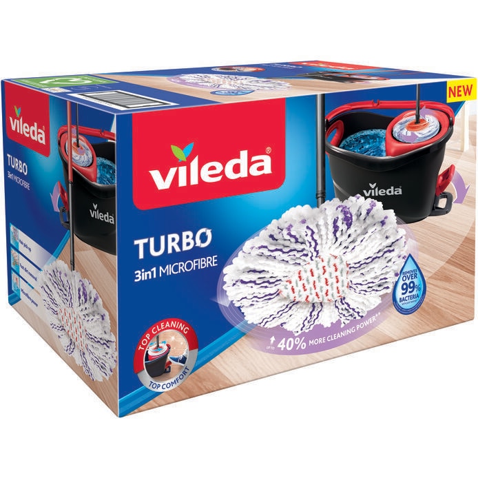 Vileda Recambio Turbo Classic; Compatible con todos los sistemas Turbo de  Vileda; Apto para todo tipo de suelos duros; Elimina el 99% de las  bacterias solo con agua; 1 unidad : 