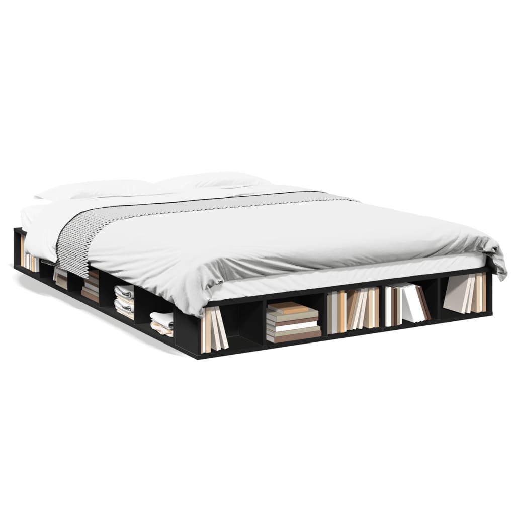 vidaXL Estructura de cama madera de ingeniería negra 160x200 cm