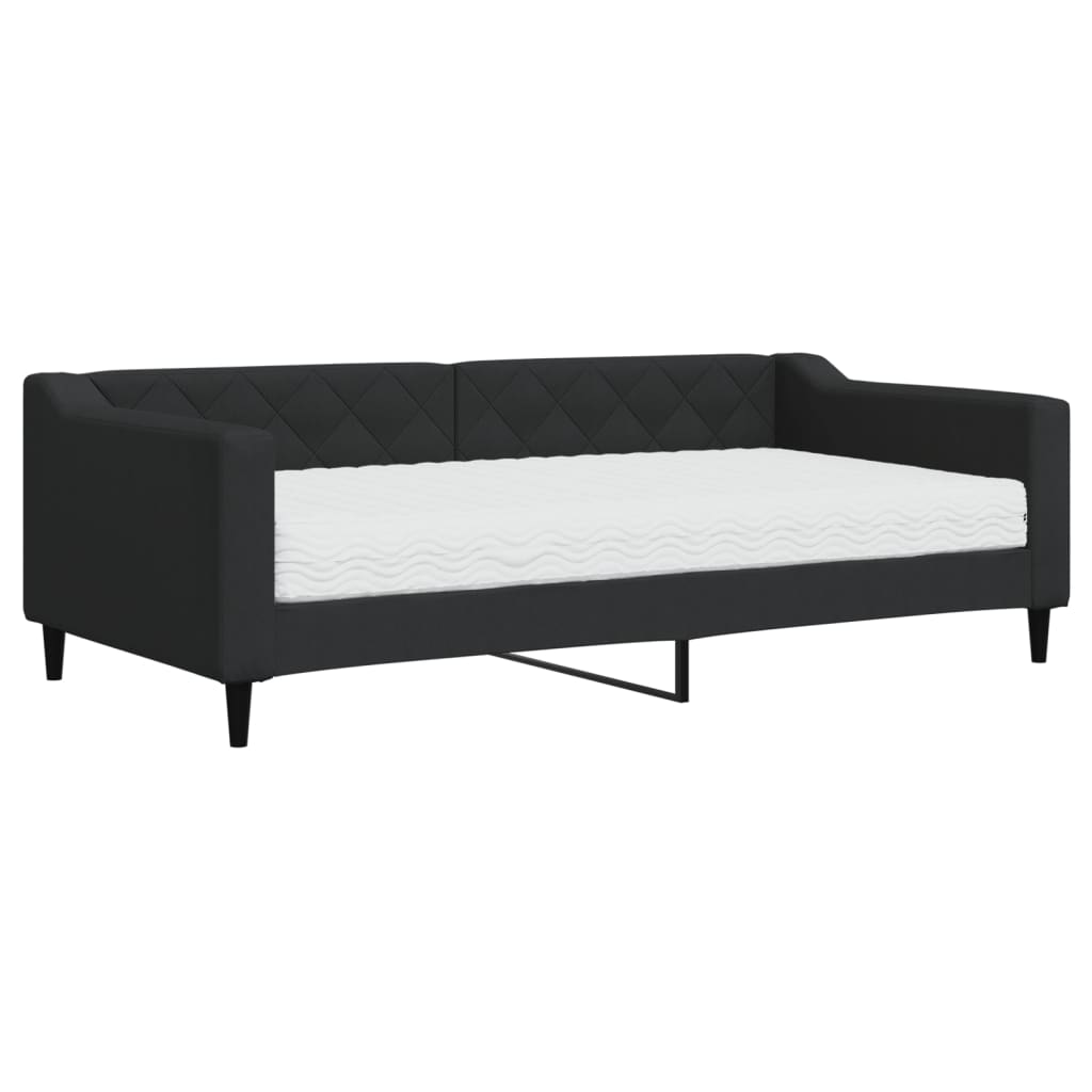 vidaXL Sofá cama con colchón tela negro 90x190 cm