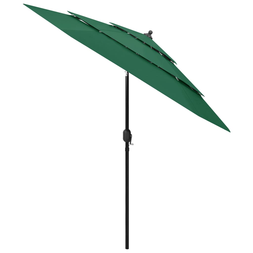 vidaXL Sombrilla de 3 niveles con poste de aluminio 2,5 m Color Arena, Verde, Antracita