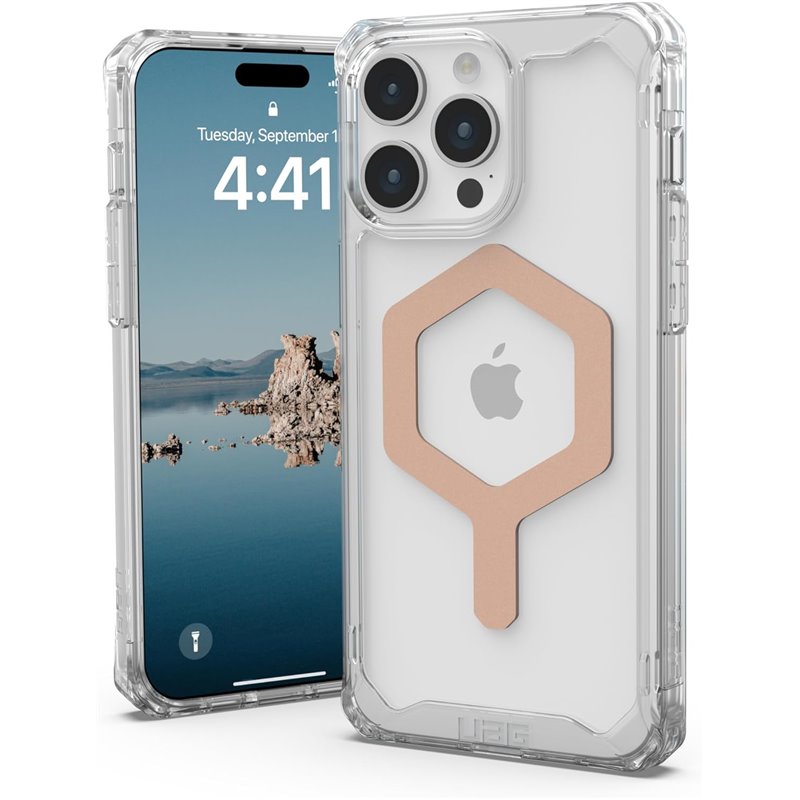 Funda movil back cover uag plyo transparente magsafe hielo/rosa oro iphone 15 pro max