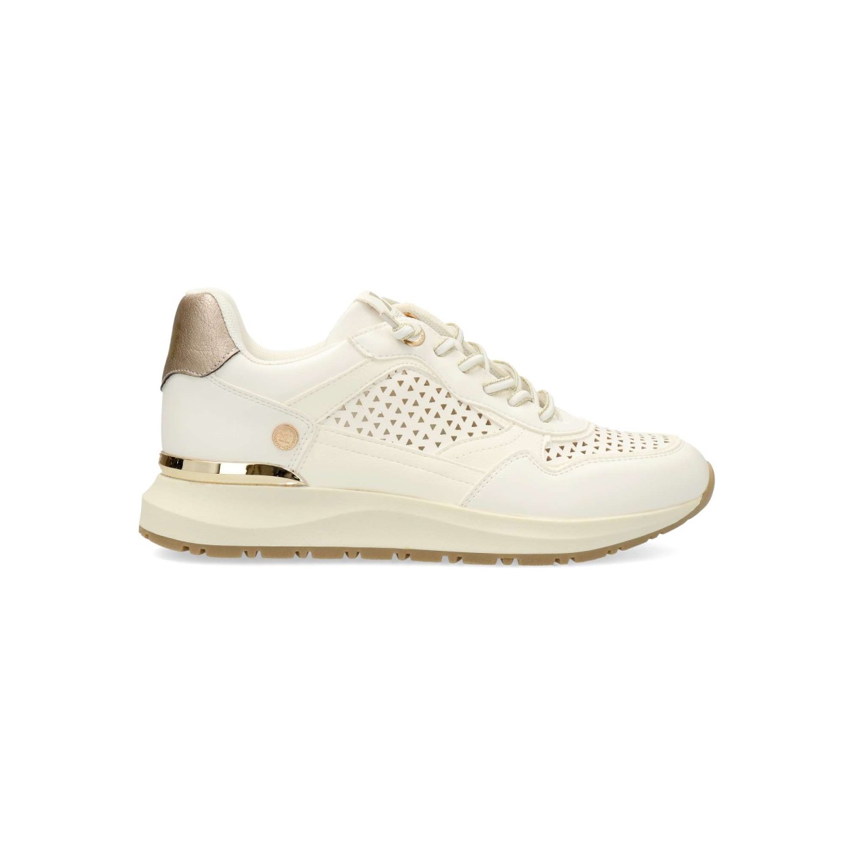 XTI - Zapatillas casual mujer troqueladas veganas de material que imita la piel con cordón elástico y suela antideslizante