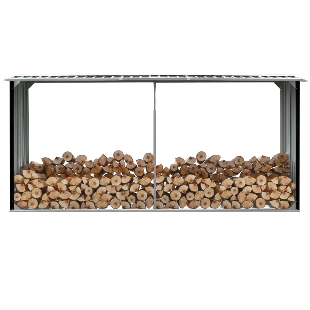 vidaXL Casetilla Leña Acero Galvanizado 30x92x153cm Soporte Madera Color Gris,  Antracita,  Marrón y mas