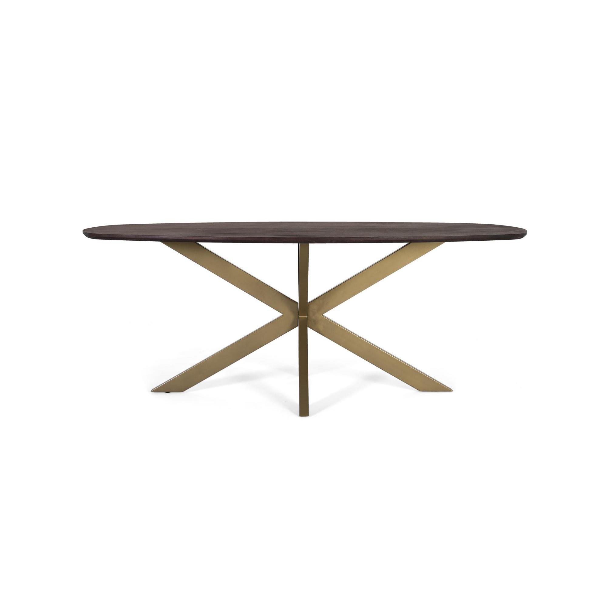 Mesa de comedor ovalada en madera de acacia y patas de metal 200 cm76X200X100