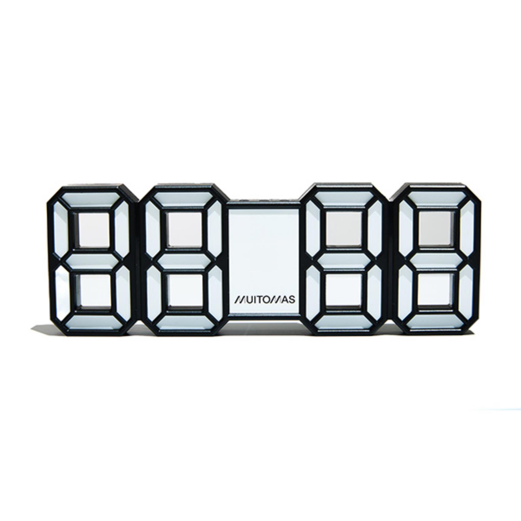 Muitomas, Despertador Digital con Luces de neón, Reloj de Pared o Escritorio LED con Despertador y luz Nocturna, Vista 12/24h Regulable, Entrada DC 5 V/1 A, Color Blanco