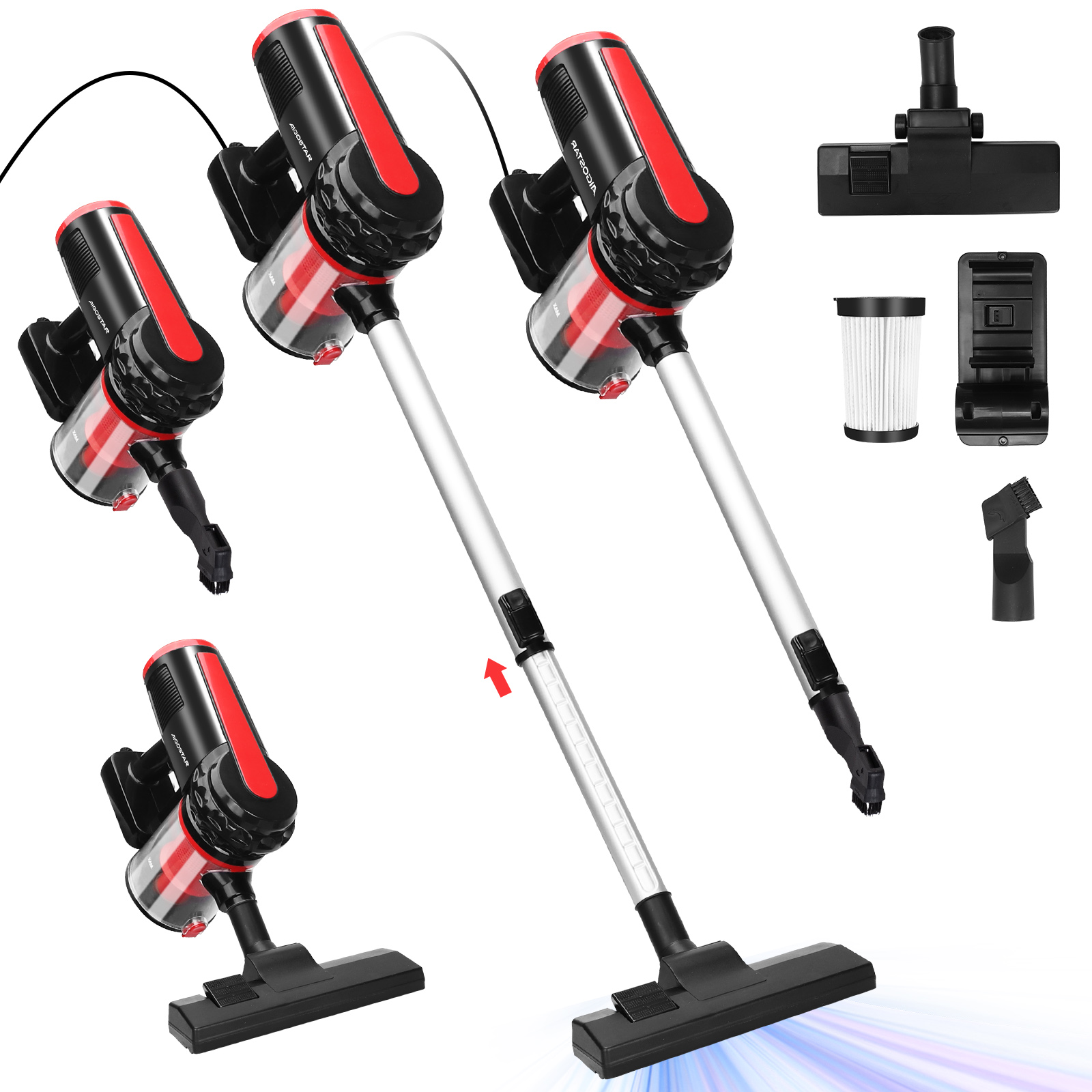 Aspirador multifunción AIGOSTAR 4 en 1: combinación práctica de aspirador vertical, de mano y con cepillo, ligero y con conexión por cable