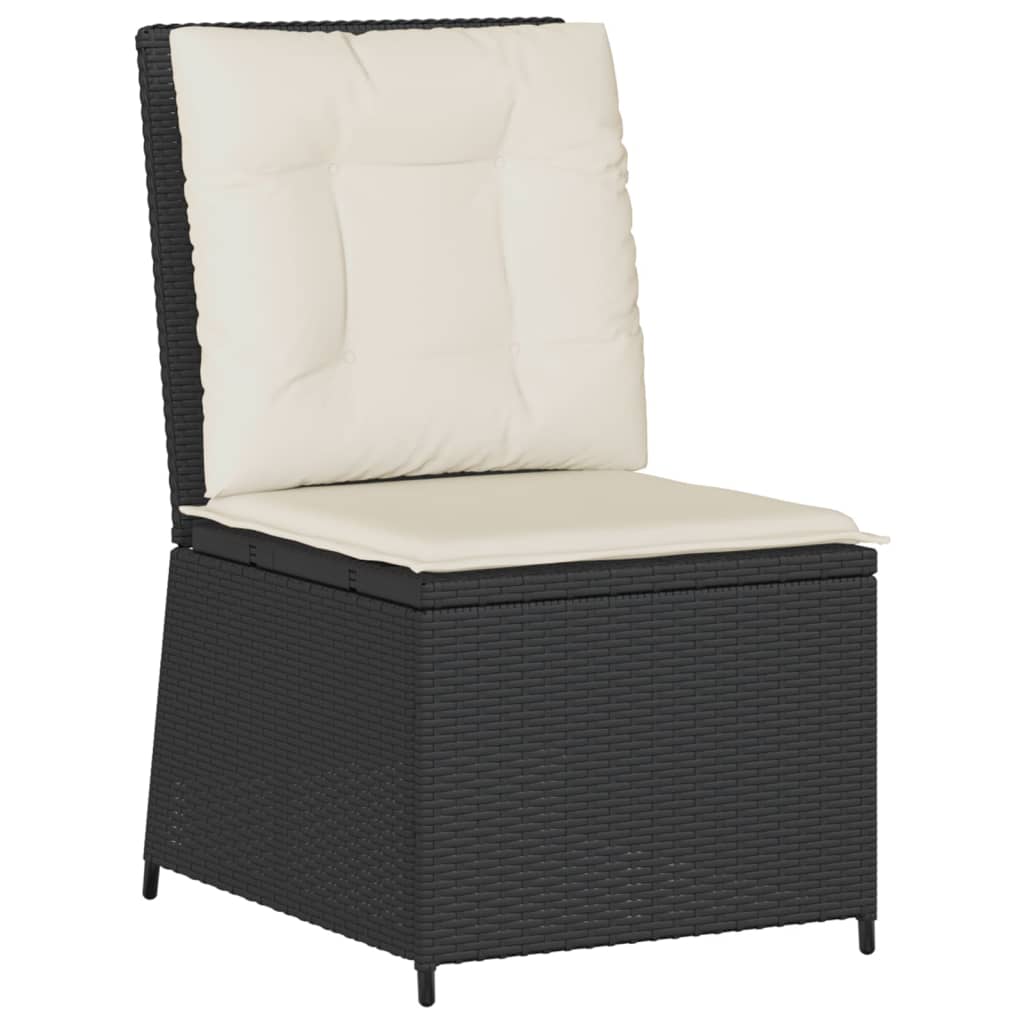vidaXL Sillón reclinable con cojines ratán sintético negro
