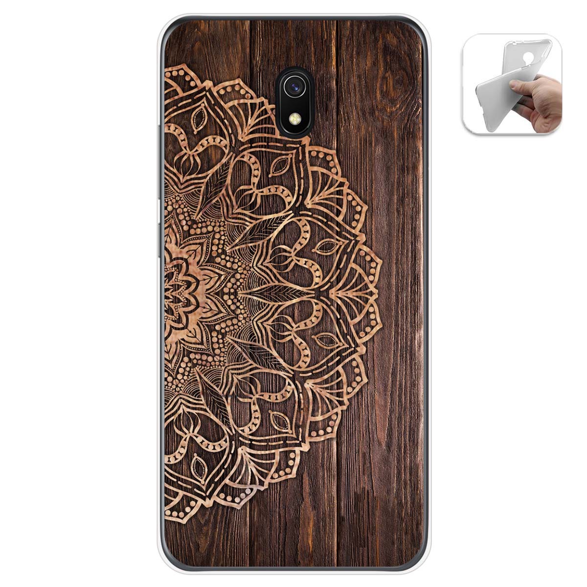 Tumundosmartphone Funda Gel Tpu para Xiaomi Redmi 8A diseño Madera 06 Dibujos