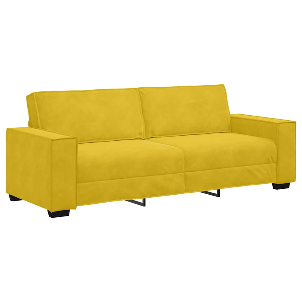 vidaXL Sofá de 3 plazas terciopelo amarillo 220x78x84 cm