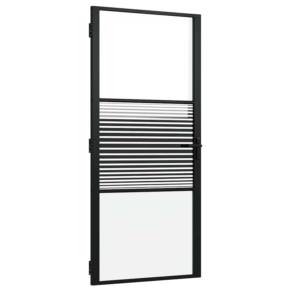 vidaXL Puerta de Vidrio Rayado Negro 93 x 3,5 x 201,5 cm Aluminio