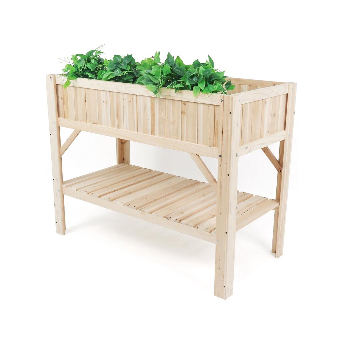 Habitat y Jardin - Huerto cuadrado de madera "Magnolia" sobre patas - 115 x 57 x 90 cm - Beige