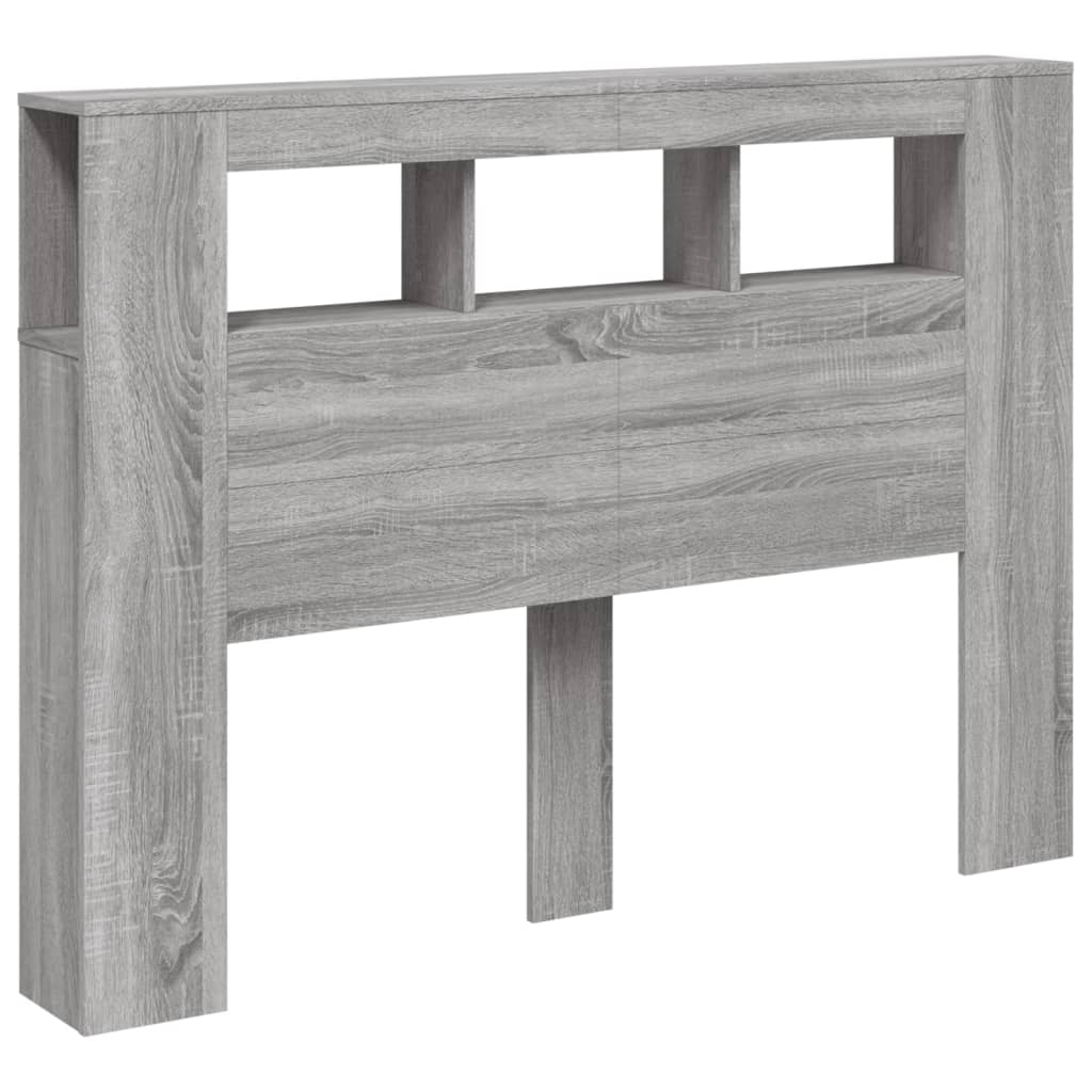 vidaXL Cabecero LED madera ingeniería gris Sonoma 140x18,5x103,5 cm