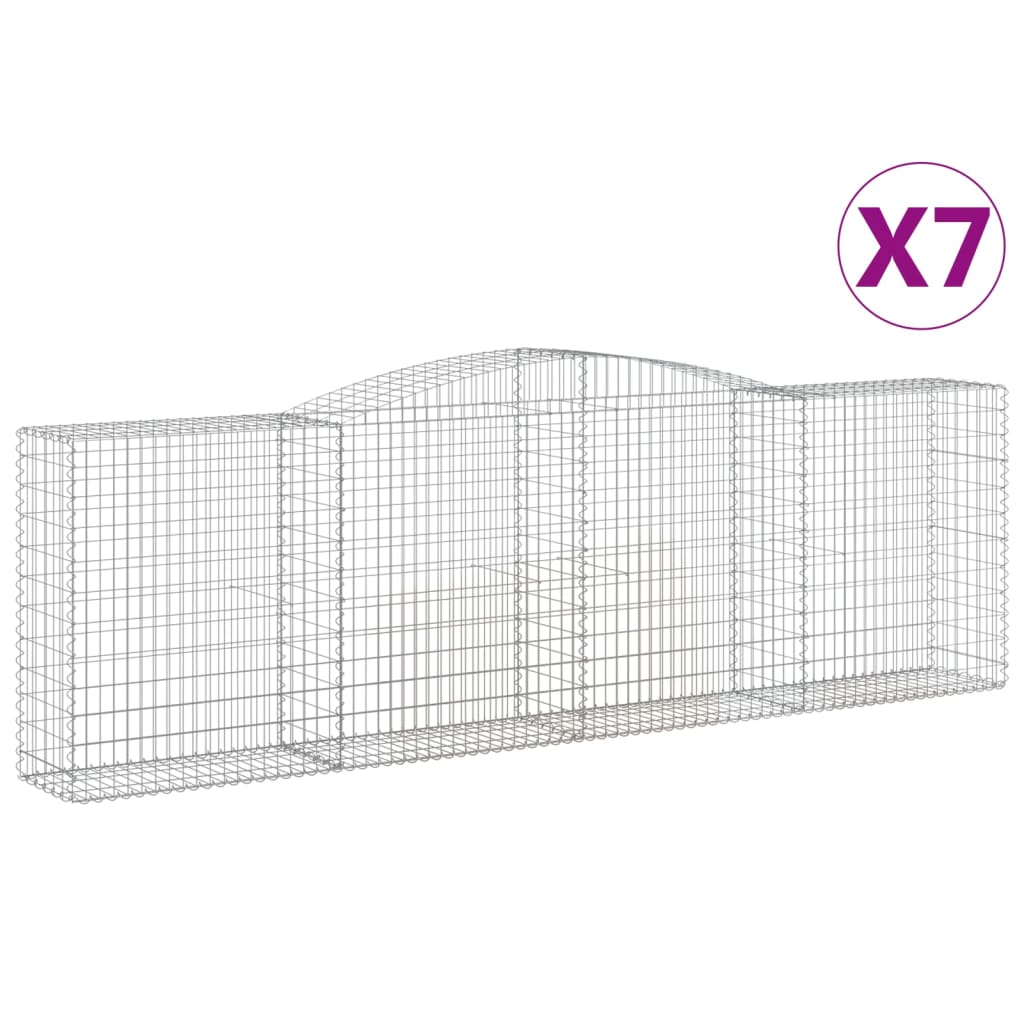 Vidaxl Cestas Gaviones Arco Hierro 7 Uds. Dimensiones 400x30x40/60 Cm