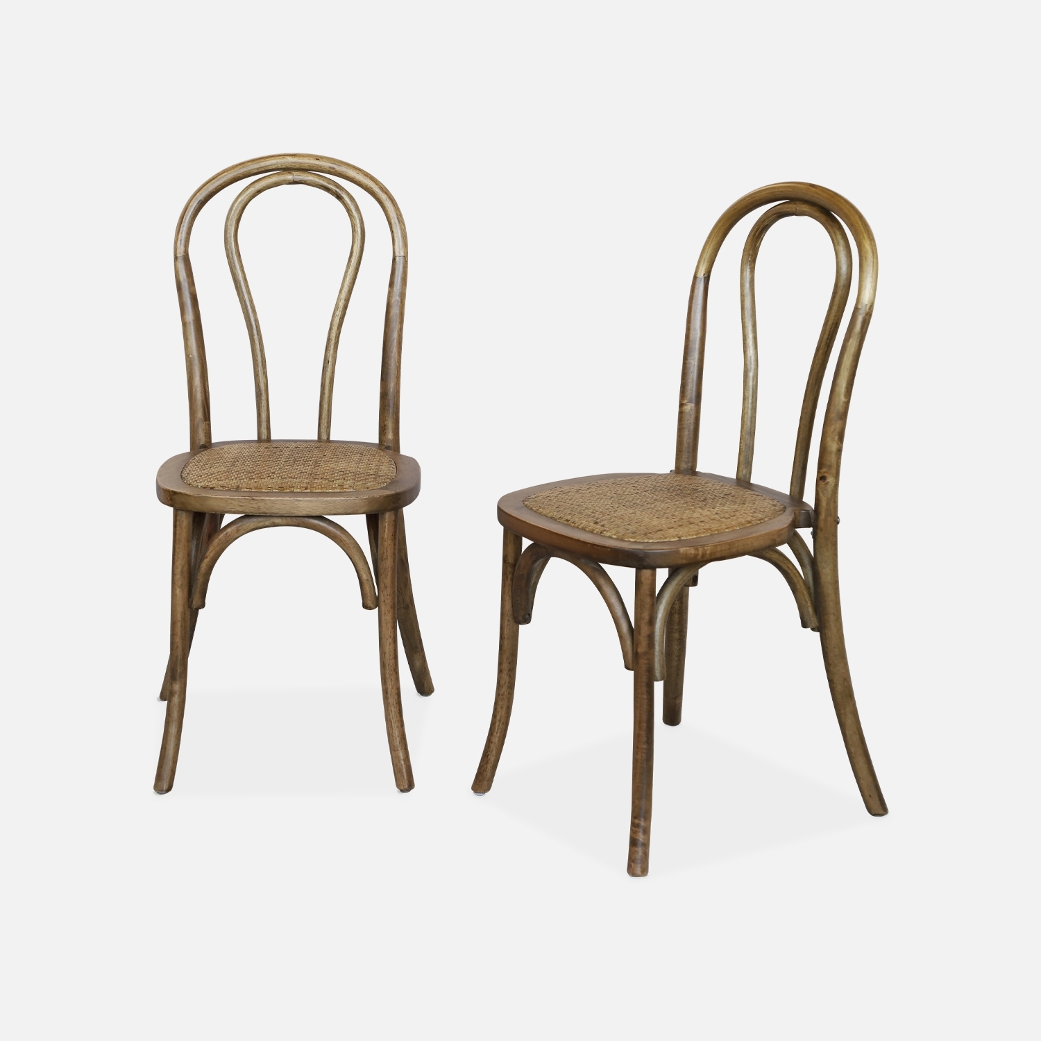 sweeek - Silla vintage de madera y ratán, set de 2 , Bastille , 49x48x90