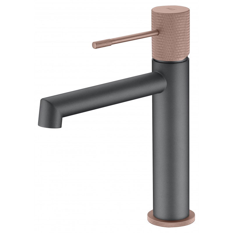 Imex Line BDD038-1GC grifo monomando lavabo diseño gris mate y champagne