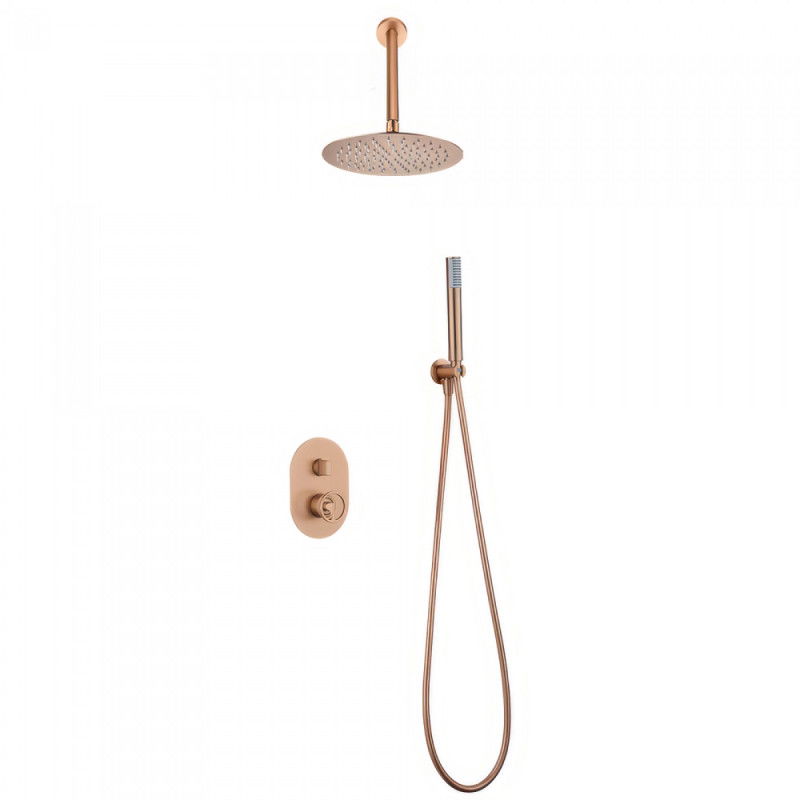 Imex Vesubio GTV038/ORC conjunto de ducha monomando empotrado con rociador a techo oro rosa cepillado