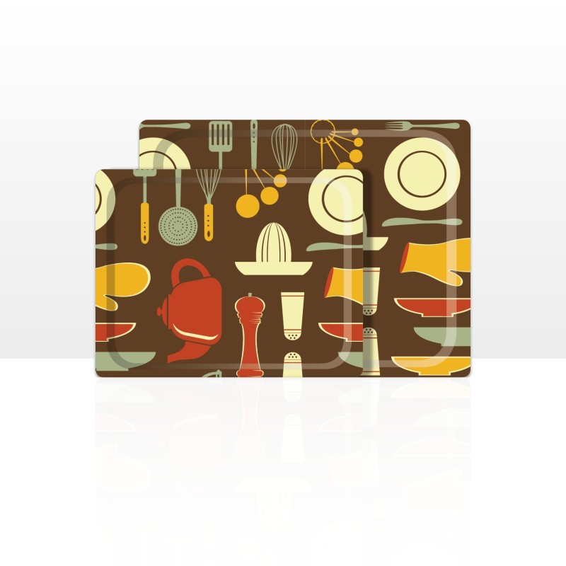 DON HIERRO - Set de 2 bandejas de servir, 42 x 29 cm y 48 x 37 cm, aptas para lavavajillas.-