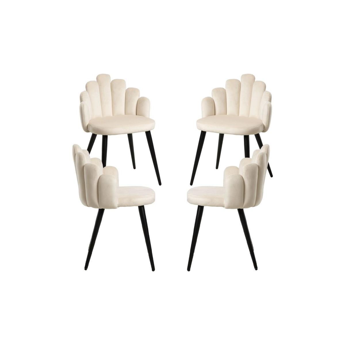 Regalos Miguel - Packs Sillas Comedor - Pack 4 Sillas Hand Patas Negras Terciopelo - Beige